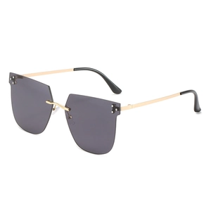 Lunettes De Soleil Carrées Sans Monture Femmes Métal UV400 Verres Dégradés Mode Géométrique Tendance