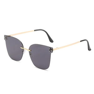 Fashion Rimless Sunglasses Women Oversized Square Metal Frame UV400 Gradient PC Lens Trendy Vintage Lightweight Eyewear