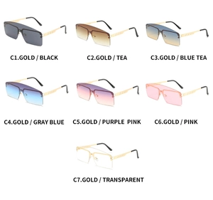 Detailed grid view showcasing seven color options for trendy metallic frame sunglasses