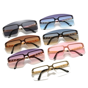 Fashion oversized rimless sunglasses with metal frame in seven varied color gradients