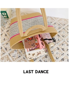 Top view of large woven tote bag interior showing ample storage space for daily essentials
