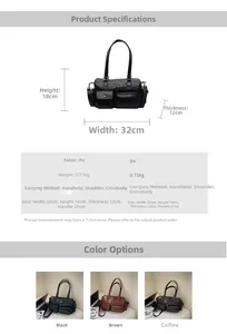Spécifications de taille pour le grand sac Boston en cuir PU avec poches multiples