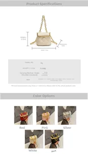 Detailed size chart and specifications for the quilted chain mini crossbody bag