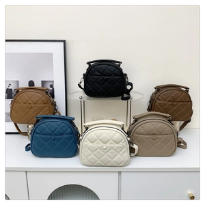 Matrix display of diamond lattice crossbody bags in six colors with PU leather textures