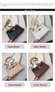Rauten-Stepptaschen in Schwarz, Weiß, Khaki und Kaffee mit stilvollem Kettenriemen