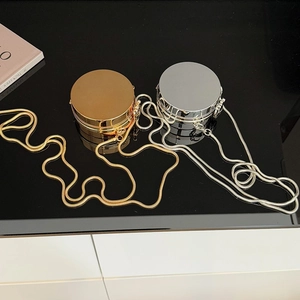 Mini Round Crossbody Bag Acrylic Mirror Finish Hard Shell Lipstick Purse Chain Strap Women Vintage Style Elegant Accessory