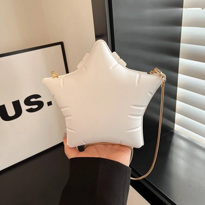 Fashion Star Shaped Acrylic Puffer Crossbody Bag For Women With Metallic Snake Bone Chain Small Creative Shoulder Bag