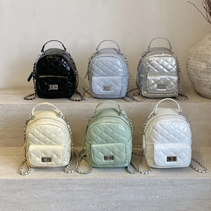 Mini Backpack Quilted Rhombic PU Leather Convertible Crossbody Bag With Metal Chain Turn Lock Fashion For Women