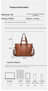 Detaillierte Größentabelle für große Shopper-Tasche, 40x30x11 cm mit Innenfächern