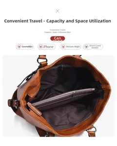 Draufsicht auf braune Leder-Shopper mit geräumigen Innenfächern und Reißverschlusstaschen