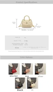 Detailed size chart for children's mini quilted crossbody bag with PU leather dimensions