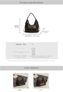 Detailed size specifications for the PU leather backpack with 32x29x13cm dimensions