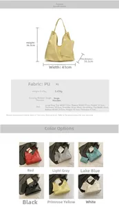 Detailed size specifications and dimensions for the large PU leather bucket tote bag