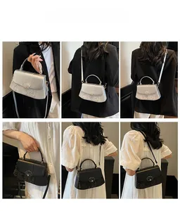 Detail shots showing silver and black snake pattern handbags in multiple carrying styles