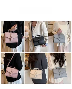 Litchi pattern leather handbags in multiple colors showing crossbody and handheld styles