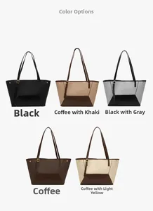 Détail des sacs cabas grande capacité en cinq couleurs contrastées pour femmes