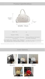 Detailed dimensions and color display for heart-patterned PU leather mini handbag