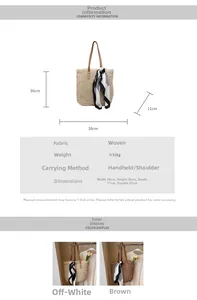 Size guide for large woven tote bag with 38cm width, 36cm height and silk scarf detail