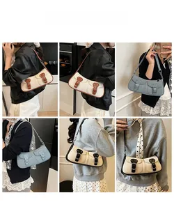 Lifestyle-Aufnahmen verschiedener Farben der Retro-Baguette-Tasche für Damen