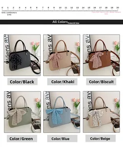 Détails des sacs à bandoulière en plusieurs couleurs avec nœuds en foulard de soie