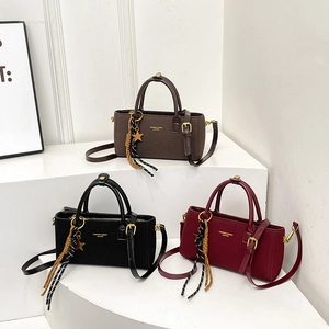 Sac À Bandoulière En Similicuir Givré Pour Femme Sac À Main Mode Petit Sac Carré Avec Pendentif Étoile Corde Tressée