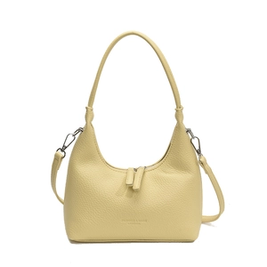Fashionable cream lychee leather hobo bag with adjustable strap and dual zippers