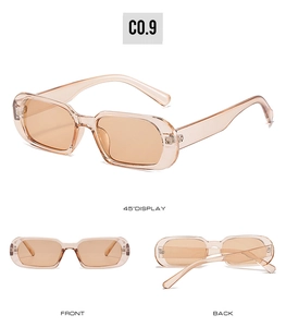 Front and back detail views of trendy jelly peach oval sunglasses for women
