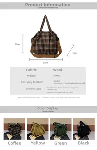 Detail showing dimensions and four colors of corduroy tote bag for commuting use