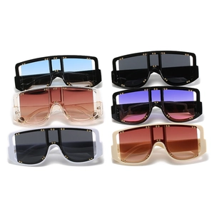 Flat top oversized square sunglasses with metal rivets and colorful lenses for women