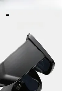 Detailed close-up of durable hinge and thick black frame texture on square sunglasses