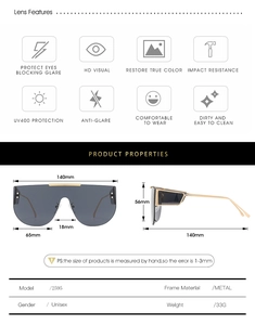 Detailed size specifications for oversize metal frame aviator sunglasses with UV400 lenses