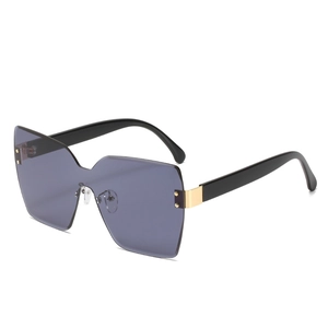 Damen Randlose Quadratische Übergroße Sonnenbrille Verlaufsgläser UV400 Schutz Mode PC Metall Niet Brillen Für Reisen Party