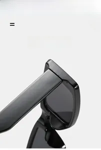 Detail shot of sturdy hinges and polished thick frame on retro square sunglasses