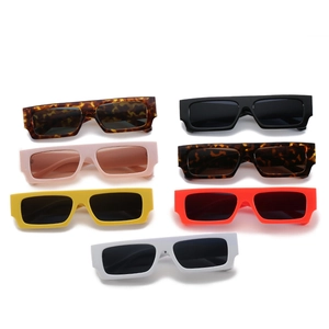 Classic rectangle thick frame sunglasses set in seven assorted vibrant fashion colors