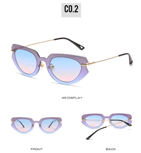 Detailed views showing front, back, and 45-degree angle of cat eye gradient sunglasses