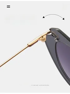Macro shot of durable golden metal hinge detail on cat eye sunglasses for women