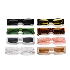 Retro rectangle sunglasses in eight stylish colors featuring thick frames and tinted lenses