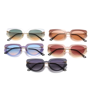 Trend cat eye sunglasses with metal frames and colorful gradient lenses in five colors