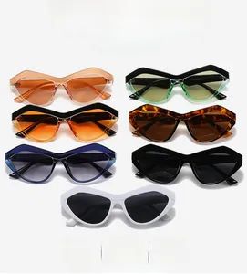 Detaillierte Ansicht trendiger Cat-Eye-Sonnenbrillen in sieben Farben mit breitem Rahmen