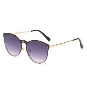 Fashion Cat Eye Sunglasses Metal Frame UV400 Protection Gradient Lenses Rimless Retro Outdoor Travel Elegant For Women