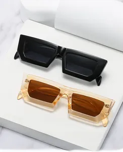 Detail of vintage rectangular sunglasses in black and tortoiseshell with thick frames