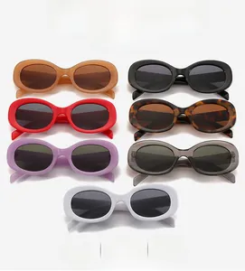 Collection of retro oval sunglasses in various colors including tortoiseshell and black