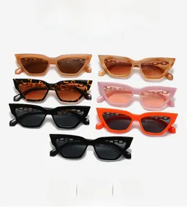 Detailed view of cat eye sunglasses showing lacquered chain accents in multiple colors