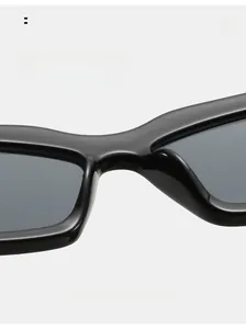 Close-up of integrated nose pads on black cat eye sunglasses for pressure-free wear