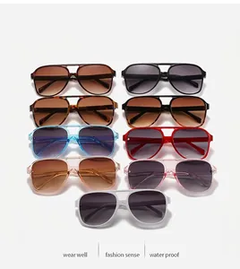 Detailed grid of nine vintage aviator sunglasses with various color frames and gradient lenses