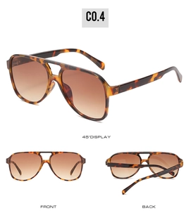 Three views of tortoise pilot sunglasses with brown gradient lenses and C0.4 code