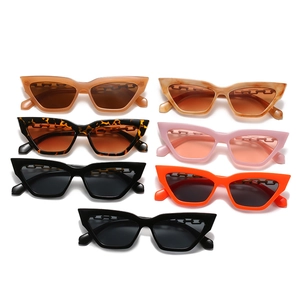 Cat eye sunglasses collection with chain link design in various colors and trendy patterns