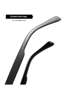 Close-up of ergonomic curved black sunglass arms for comfortable wearing