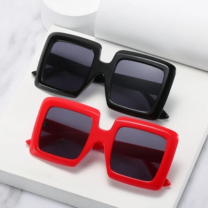Classic black and red oversized square sunglasses with thick frames in retro style