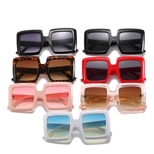 Oversized square sunglasses set in seven assorted colors featuring classic retro frame design